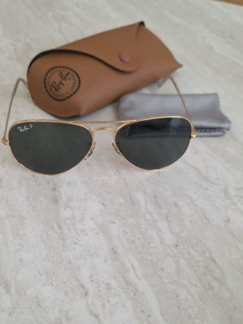 Ray-Ban Gold Frame Sunglasses with smoke gray Lenses